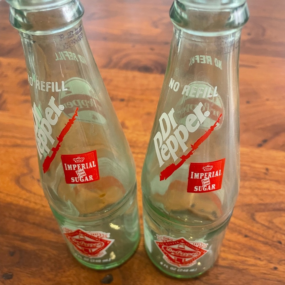 Vintage Dr Pepper Glass Bottles - Classic Red